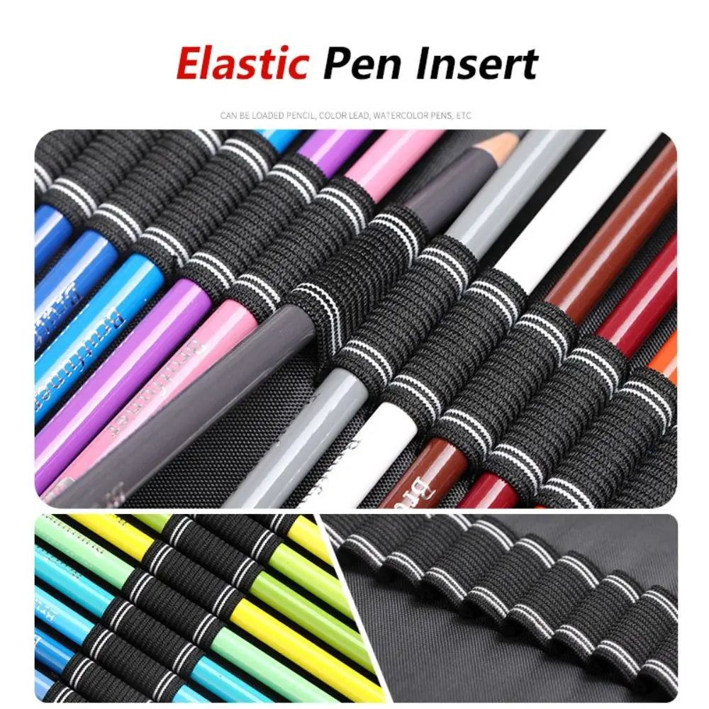 Imagem -06 - Black Oxford Folding Pencil Bolsa Professional Pen Curtain Bolsa Canvas Pen Insert Lápis Colorido Titular Presente 36 Buracos 48 Buracos 72 Buracos