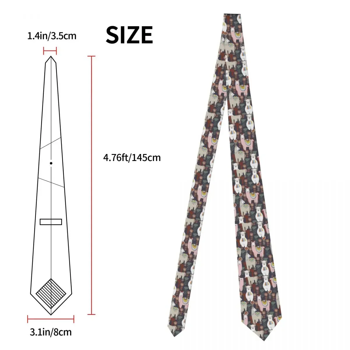 Retro Alpaca Necktie Men Women Polyester 8 cm Cute Cartoon Animal Neck Ties for Casual Narrow Daily Cravat Wedding Accessories