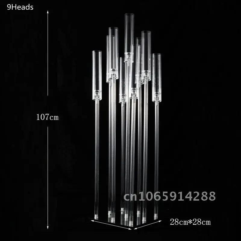 2/6/10pcsAcrylic Candelabra 9 Heads Flower Holders Wedding Candlesticks Stand Center Candelabrum Decorat For Holder Candle Table