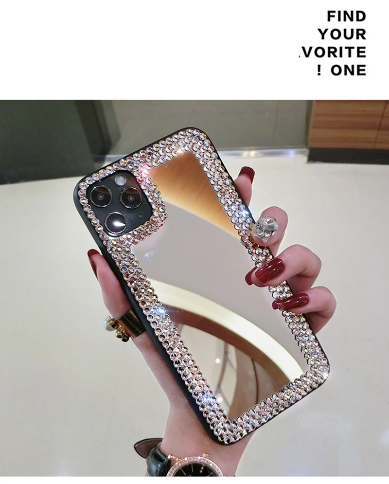 Rhinestone Shiny Diamond Phone Case for iPhone 15 Pro Max, Varicolored Mirror Diamond Mobile Case For iPhone 14 Pro Max, 13 Pro