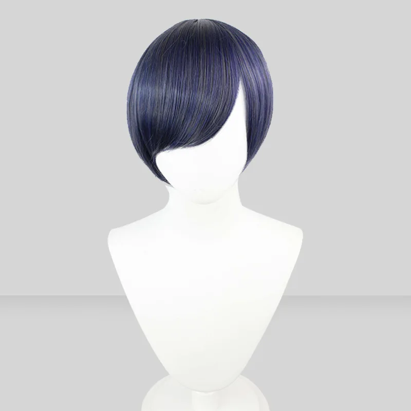 Ciel Phantomhive Wig Cosplay 30cm, kostum pesta pendek Ciel tahan panas rambut sintetis pesta + topi Wig