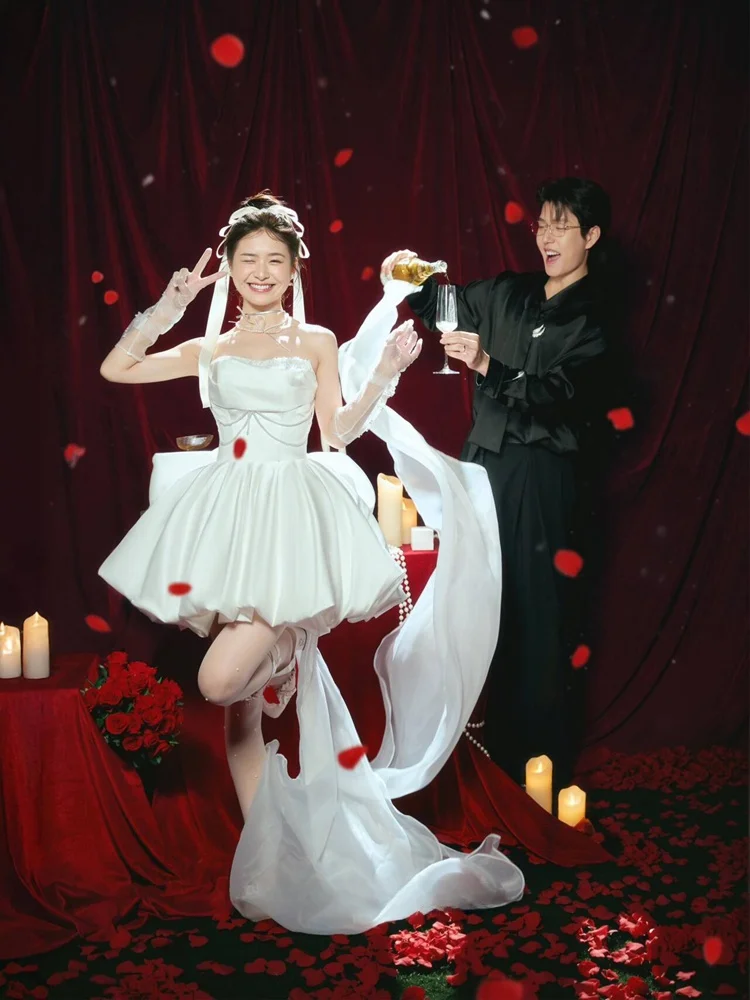 

2026 New Sweet Ballet Style Wedding Dress Photo Session Puffy Skirt Indoor High-End Feeling Photography Costume Women's Clothing