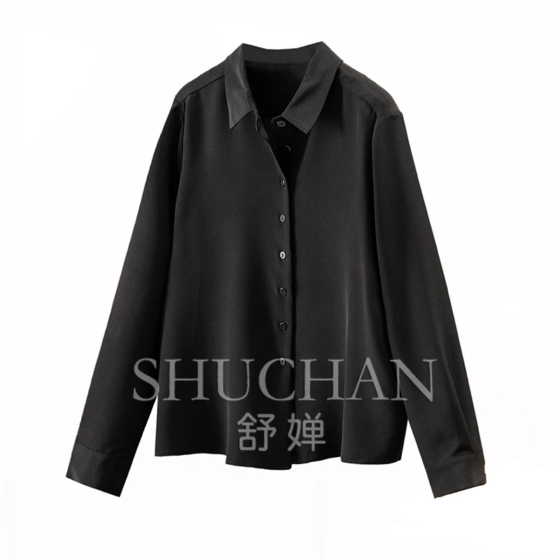 

New early autumn, high luxury commuting, heavy 30 mmi silk double Joe long-sleeved shirt 79A8