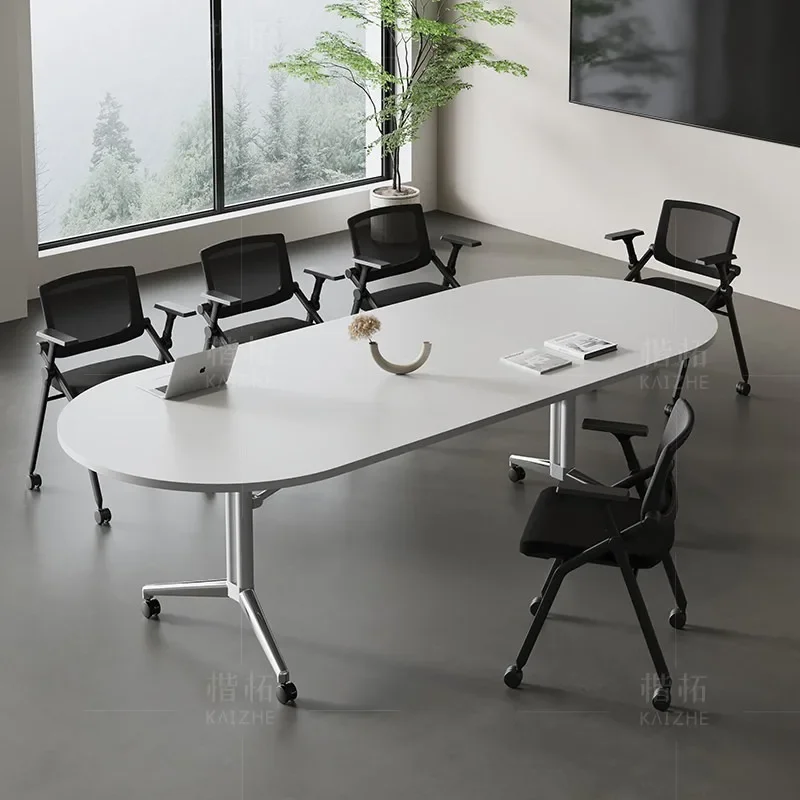 #Movable folding conference table, long raining table, live, retractable splicing desk, oversized with wheels