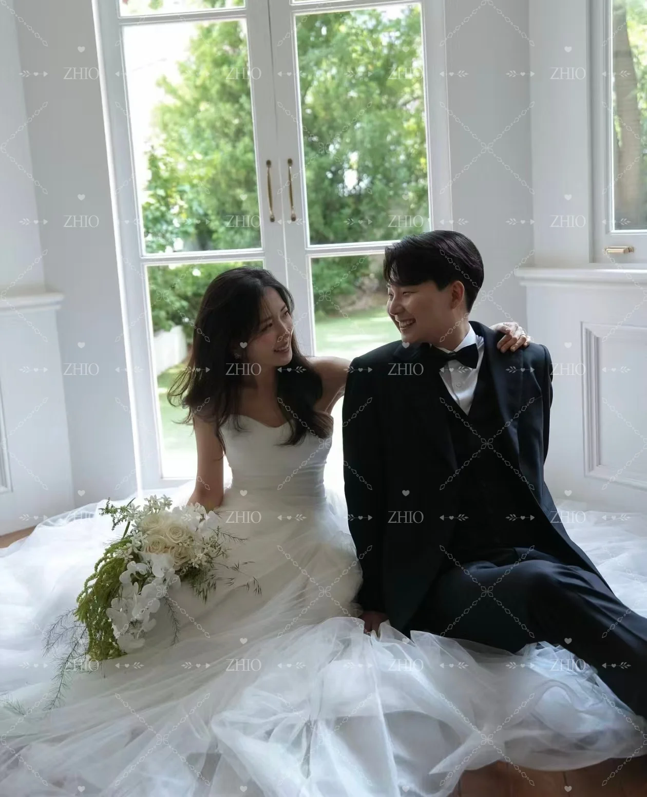 ZHIO Classic Sweetheart Wedding Party Dress Remove Sleeves Tulle Korea Photo Shoot Bridal Reception Gown Customized 저녁 드레스