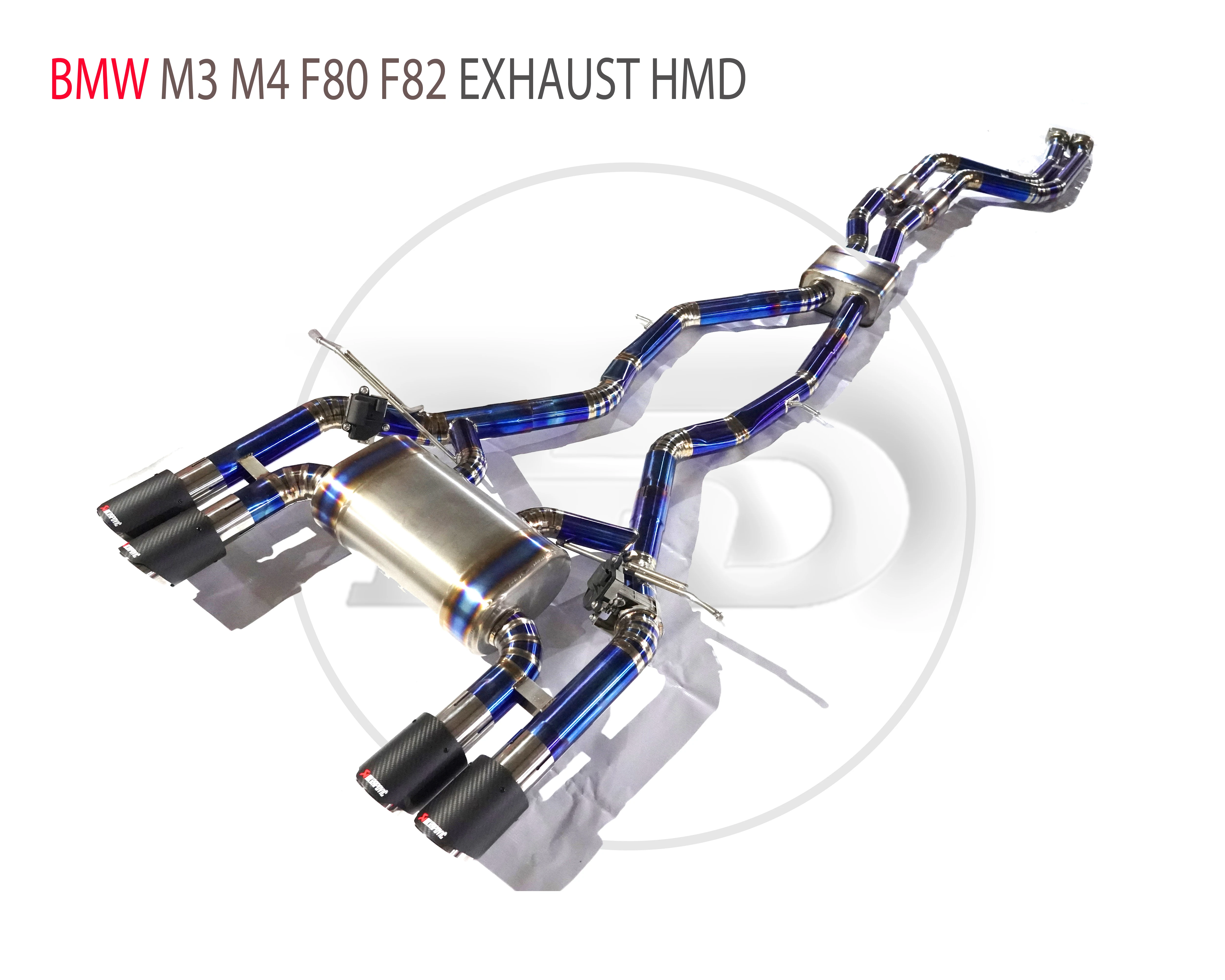 

HMD Titanium Alloy Exhaust Catback Is Suitable For BMW M3 M4 F80 F82 Modification With Electronic valve with Carbon fiber tips