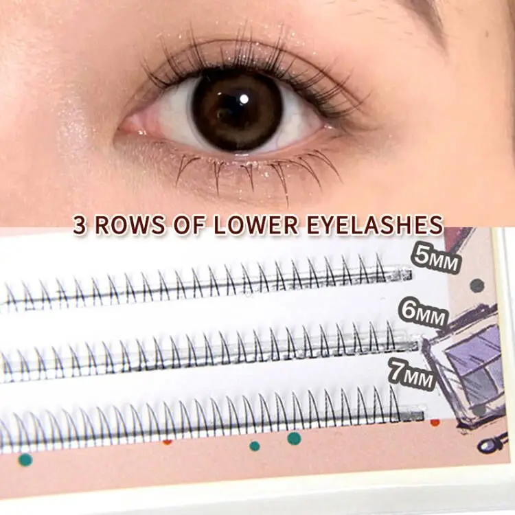 DINGSE 3 Reihen unter Wimpern, 5/6/7 mm, untere Wimpern, natürliche untere Wimpern, individuelles professionelles Make-up, falsche Wimpernverlängerung – Detail 2