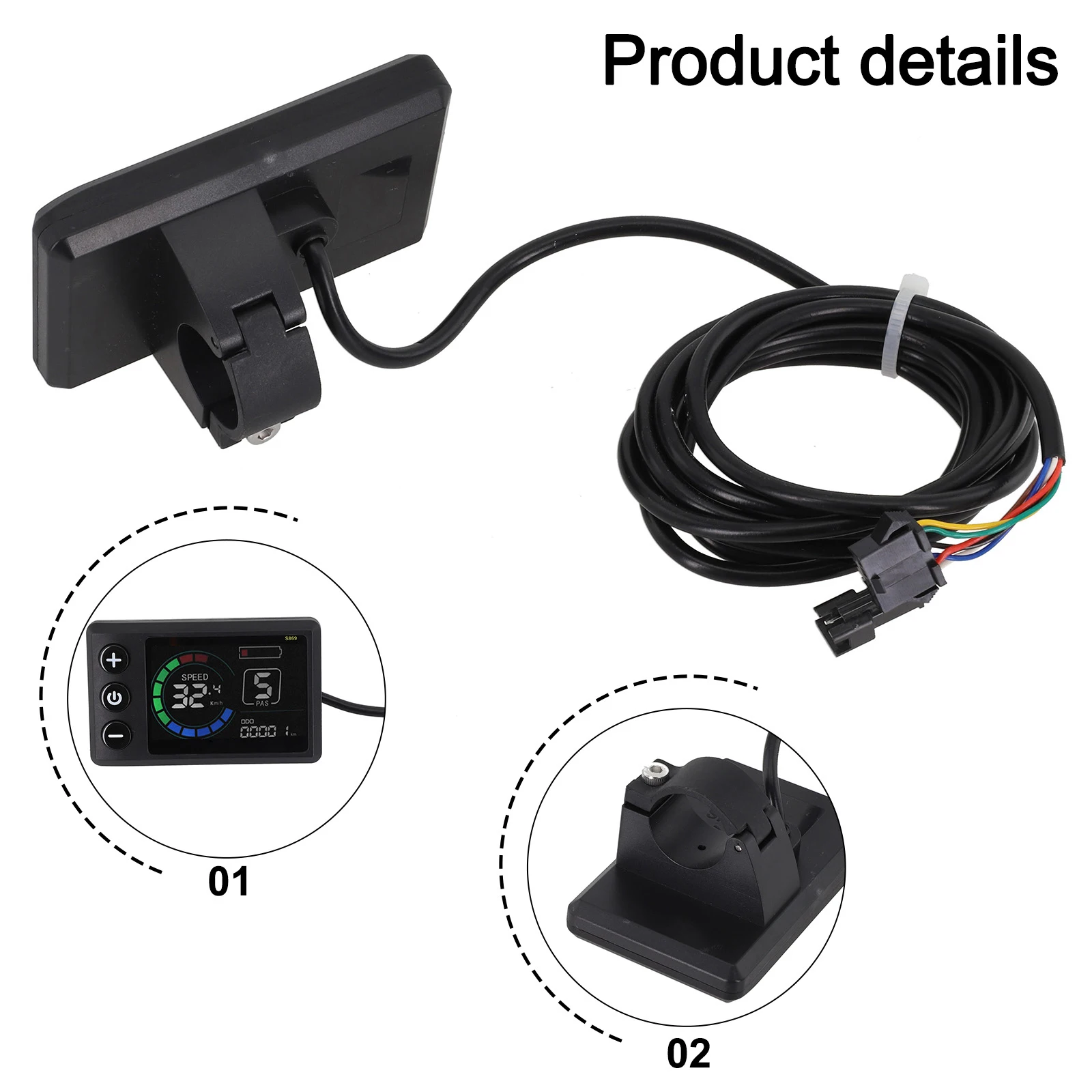 

1шт Дисплей УАРТ No. 2-протокольный ЖК-дисплей с цветным счетчиком, водонепроницаемый разъем для электрического велосипеда, скутера, ЖК-дисплея 24-72 В