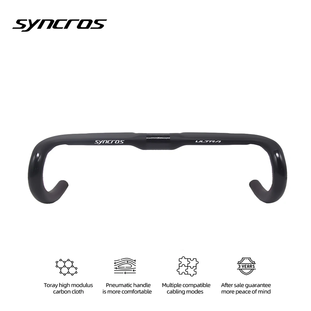 Syncros AERO T1000 Road Handlebar 360-420mm Black Matt Internal Routing Road Bicycle Gravel Cockpit Bicycle part