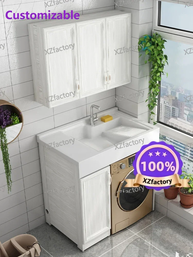 

Factory Direct 2026 Top Rated Alumimum Washing Machine Cabinet Combination Inter-Platform Basin All-in-One Cabinet Balcony Was