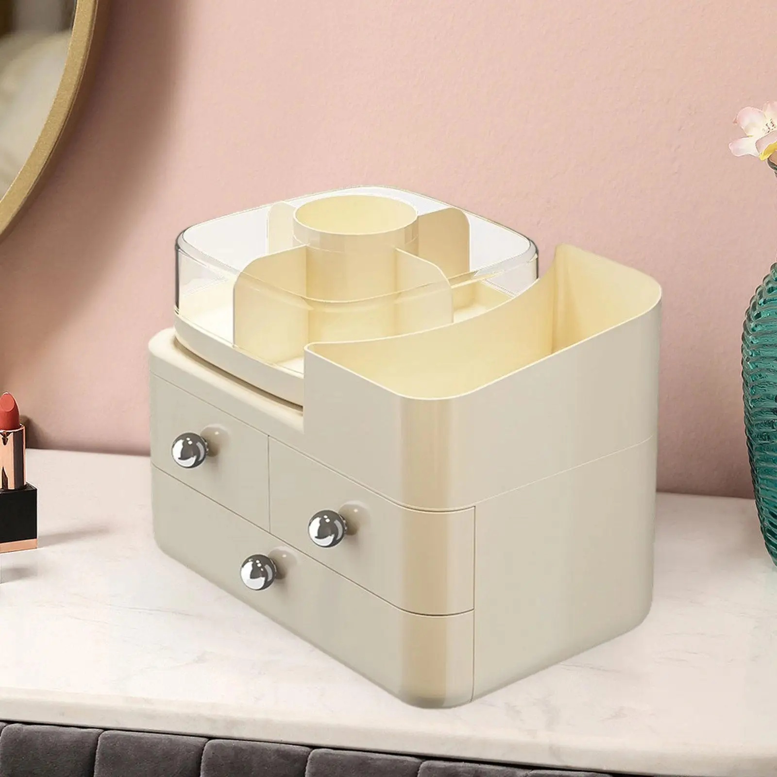 

Rotating Desk Organizer Makeup Brush Holder Cosmetic Makeup Storage Organizer for Dressing Table Counter Bathroom Desk Office