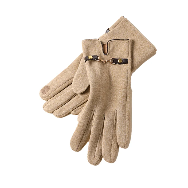 AliExpress Korean Velvet Warm Gloves Elegant and Simple Metal Buckle Thick Gloves Daily Life Outdoor Skiing and Cycling Gloves Equipment