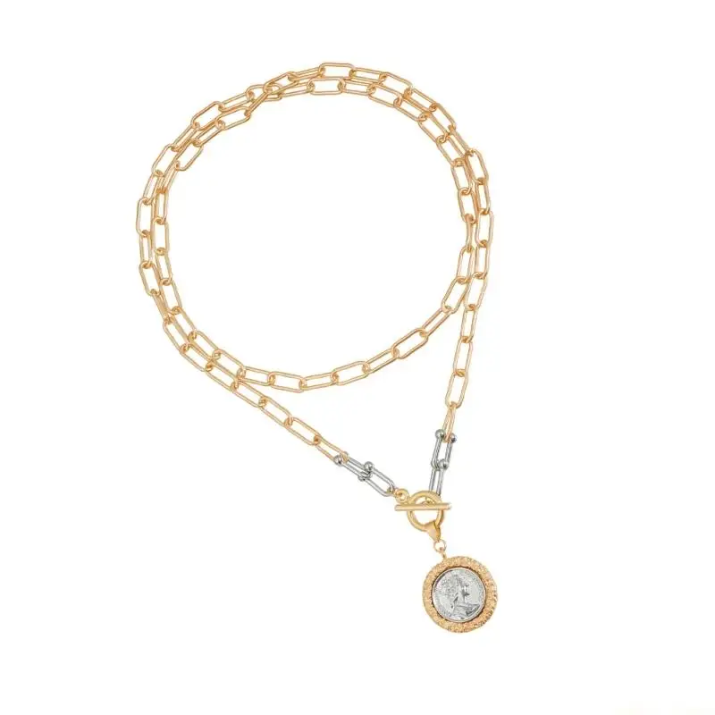 31BF Dateless Cameo Design Alloy Necklace Detailed Artisanal Crafting Gift For Retro Lovers