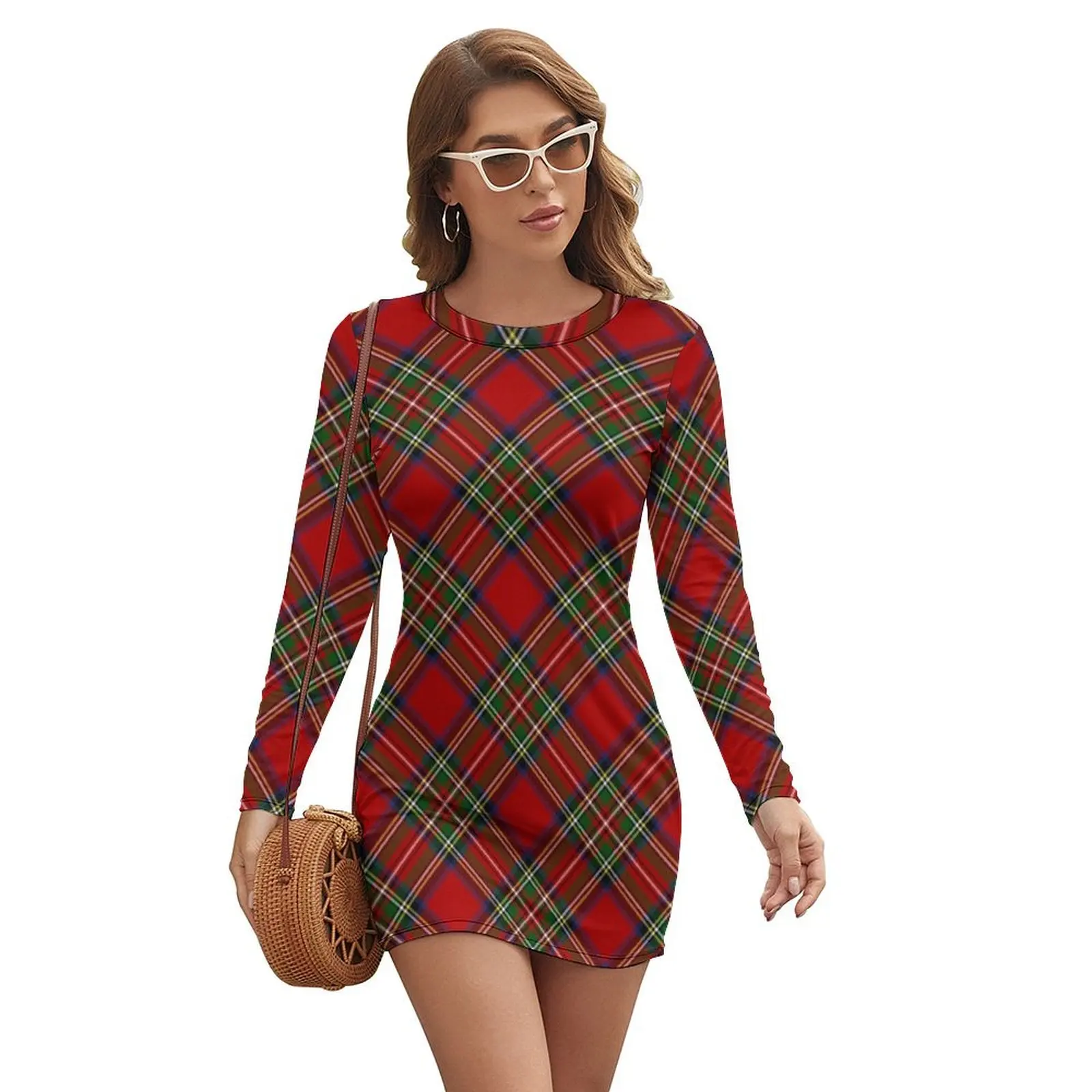 

Royal Stewart Tartan Cross Plaid Long-sleeved Dress african dresses for woman dress for woman