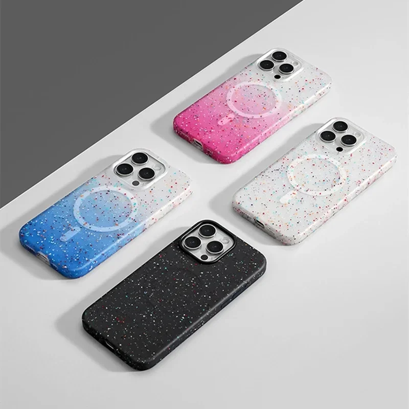 Art Ink Dots MagSafe Anti-fall Phone Case For iPhone 14 15pro Max 15 pro Wireless Charging Soft Liquid Silicone Protective Cover