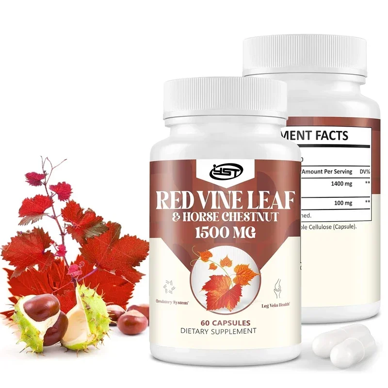 

Red Vine Leaf and Horse Chestnut Extract Capsule Supplement, Healthy Veins, Circulation, Heart, and Skin 60 Capsules