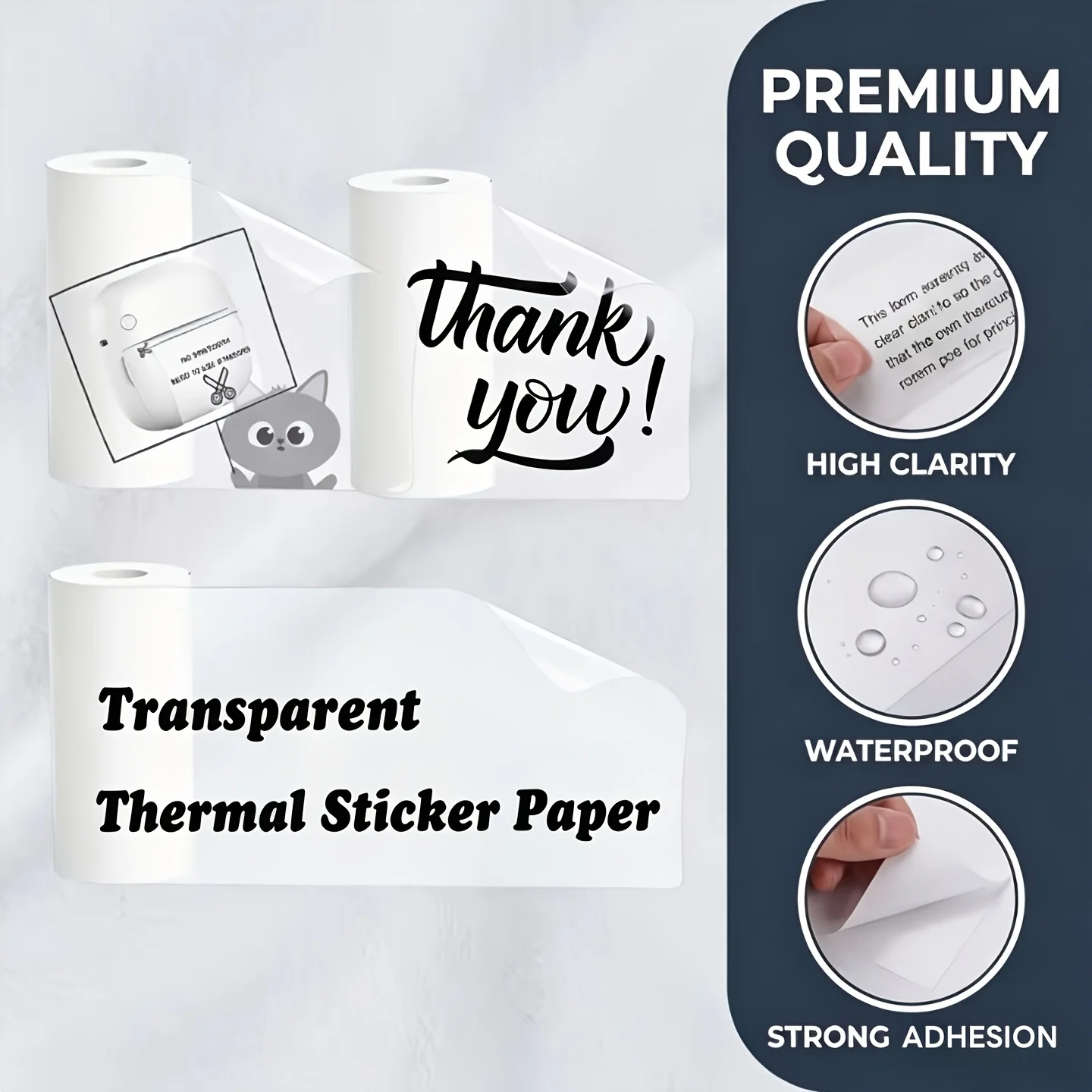 4 Rolls 57mm Transparent Thermal Sticker Paper Clear Self Adhesive Compatible for Portable Mini Printer Scrapbook Gift Wrap Tag