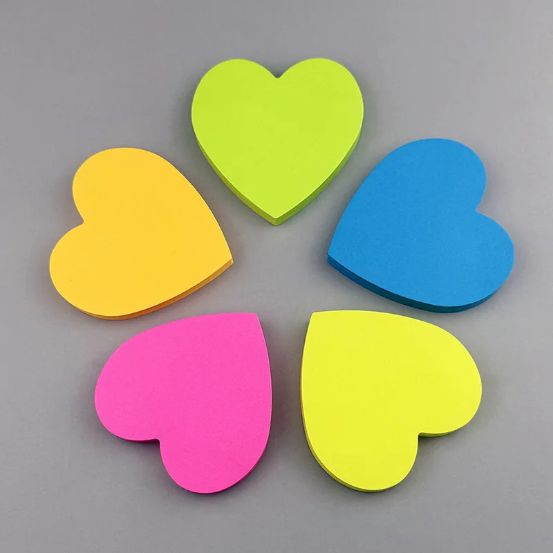 

Fluorescent Heart shaped Convenience Sticker with Colored Love Note Sticker Sticky Rainbow Sticker for Students