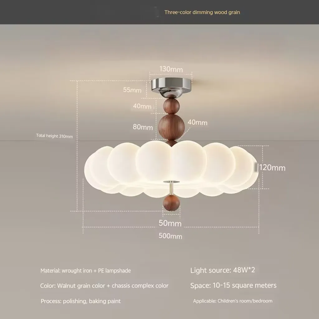 Cream style children's room chandelier, girl friendly room lamp, princess room ceiling lamp