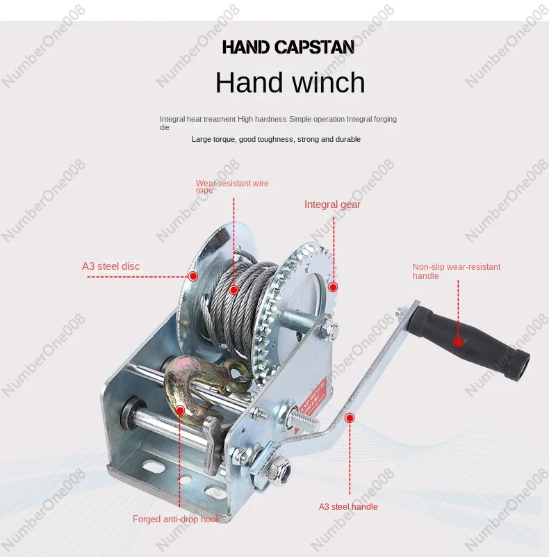 Wire Rope Industrial Winch Trailer Mini Manual Winch