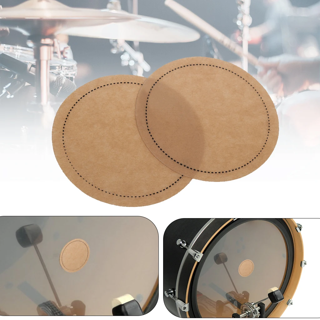 

2PCS Bass Drum Patches Single Pads Patch Drum-Heads Kick Pads Protective Drumhead Protector Percussion Musical Parts Accessories