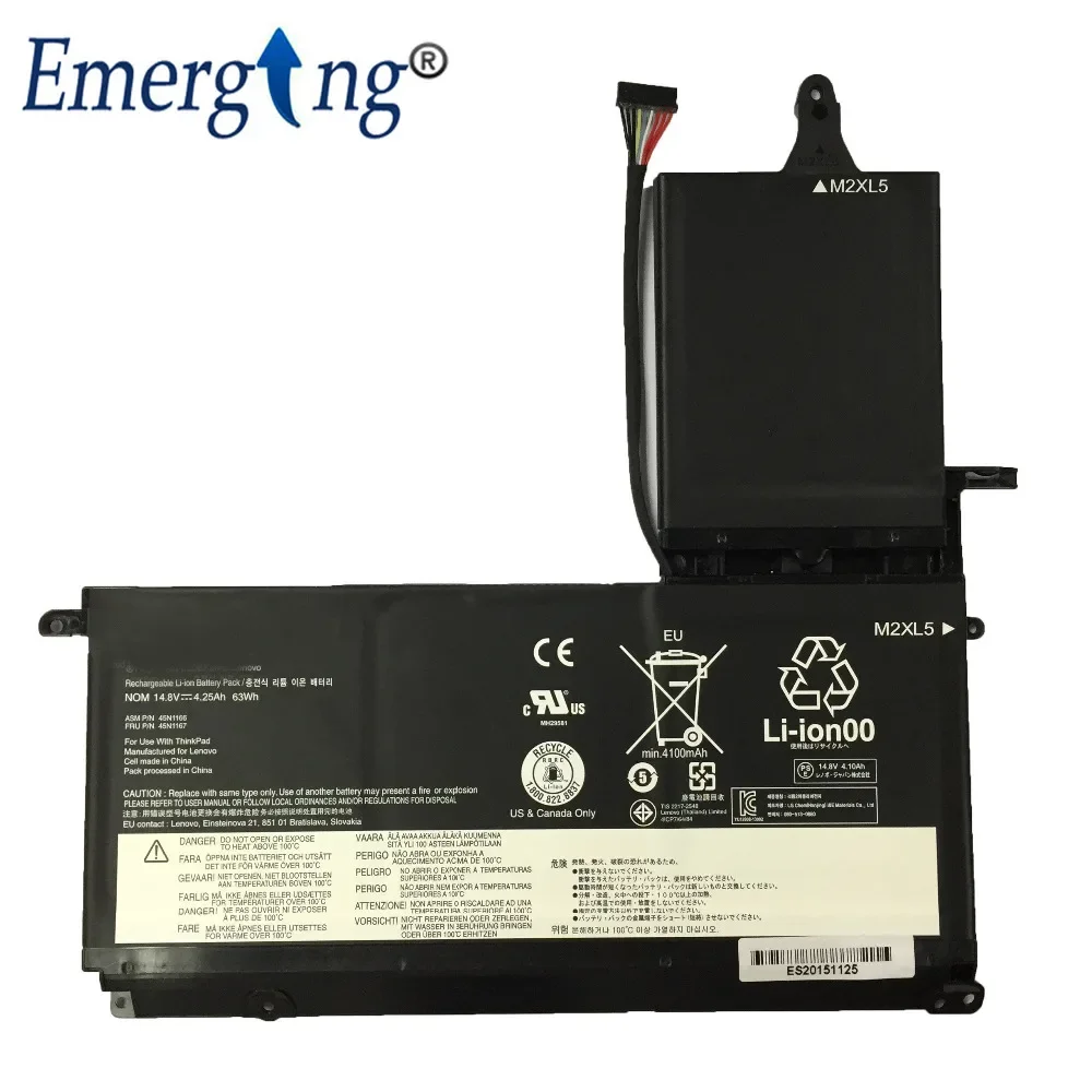 14.8V 63Wh New Original  Laptop Battery for Lenovo ThinkPad S530 S5-S531 S540 45N1166 45N1167 1164