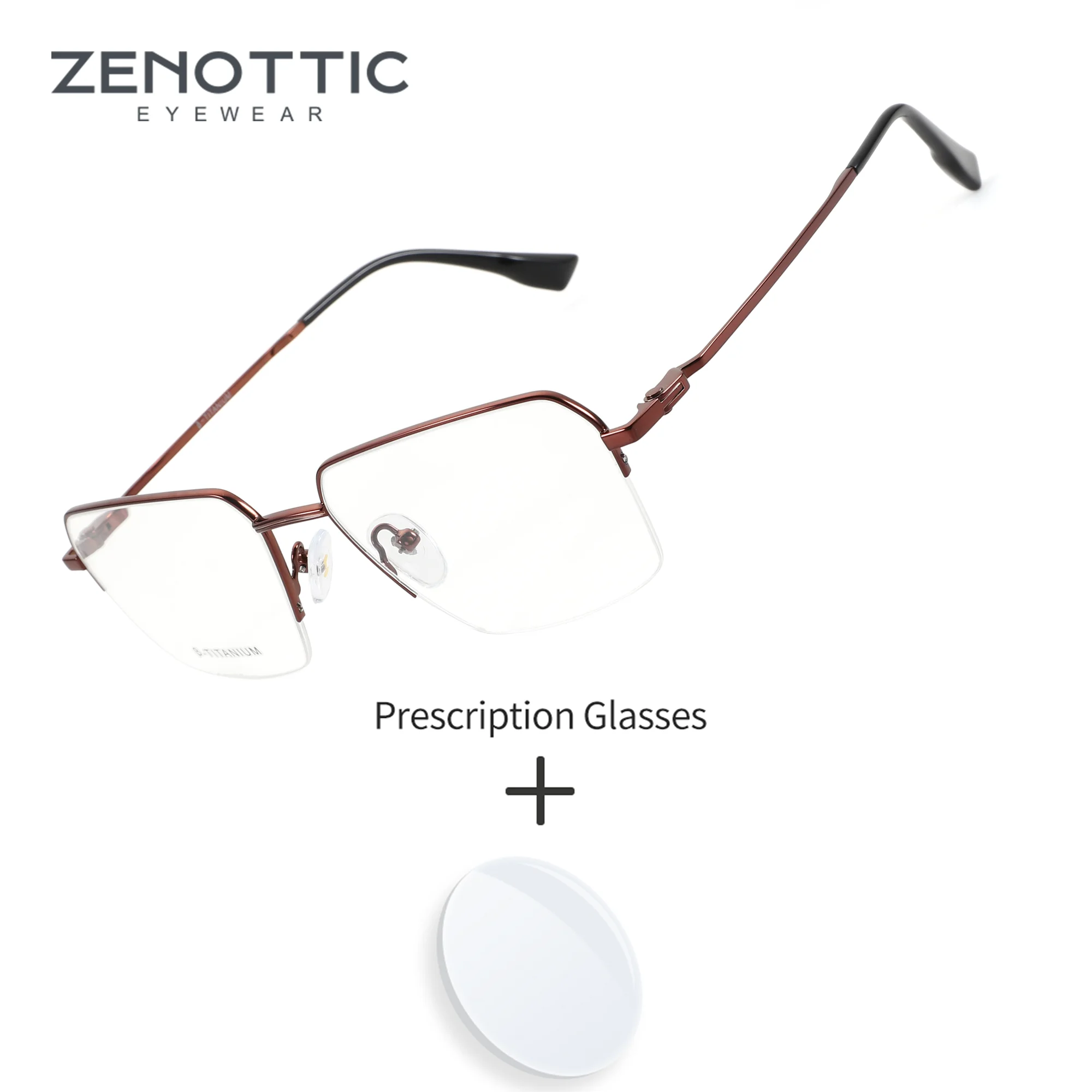 ZENOTTIC – lunettes de vue carrées en métal pour hommes, demi-monture, taille S, progressives, bloquant la lumière bleue, pour les déplacements