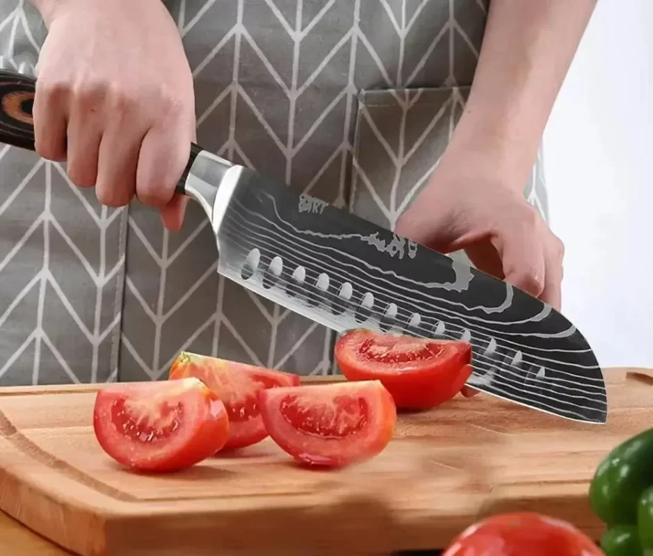 Damascus Chef's Knife Kitchen Knives Set Professional Boning Knife Meat Cleaver Utility Knife Japanese Santoku Knife with Cover