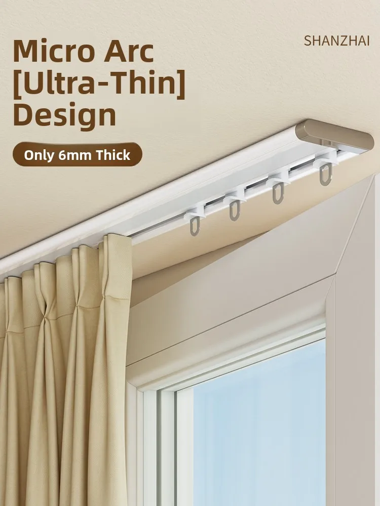 Ultra-Thin Single And Dual Tra Curtain Tras Noise Reduction Slide Tras Top Mount Hooks Invisible Guide Rail Aluminum Al...