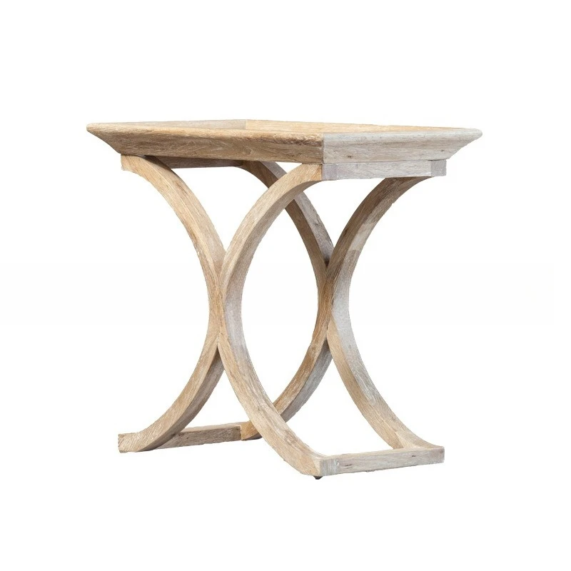 

American solid wood small tea table, living room log edge corner few retro old oak mini small coffee table