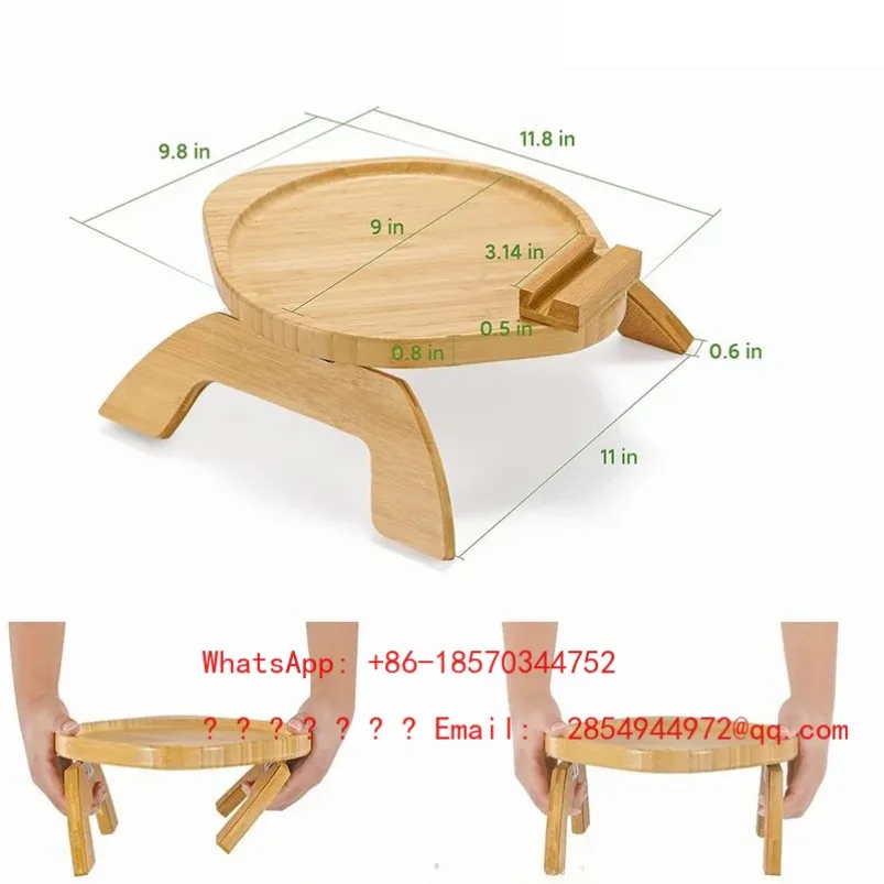 2026    Wooden Portable Folding Table Living Room Sofa Arm Clip Movable Small Table