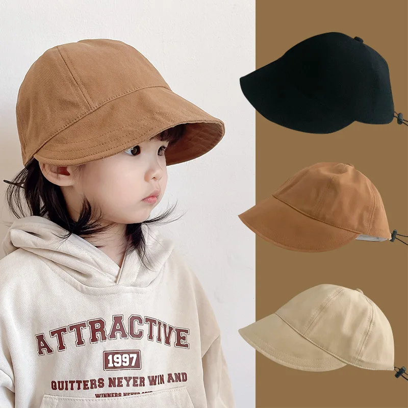 2 3 4 5 6 Years Old Boys Girls Sun Visor Hat Korean Style Bucket Caps for Children Summer Spring Autumn Wide Brim