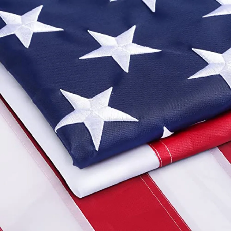 

American Flag 6x10, USA Flags for Outdoor Indoor, 300D Heavy Duty Durable, Deluxe Embroidered Stars, Brass Grommets, Sewn Strip