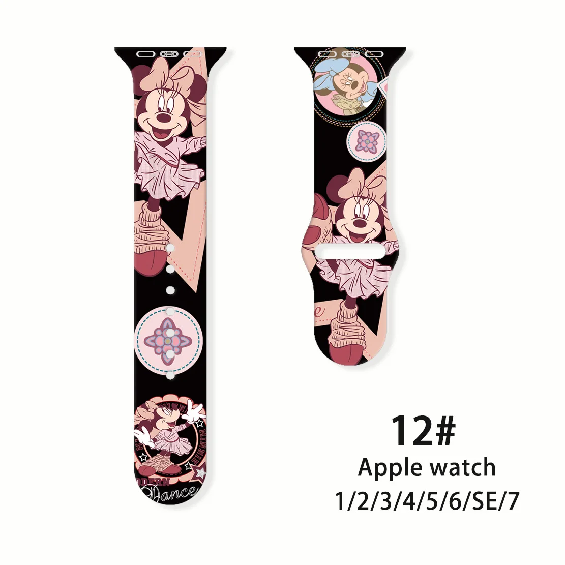 Minnie Anime Watchbands Suitable for Apple Watch Band IWatch7/6/5/4/3/2/SE Mickey Mouse Print Apple Silicone Watch Band