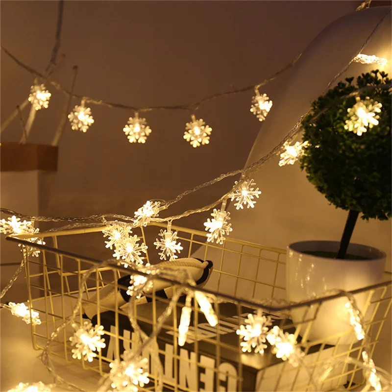 Nieuwe Led Sneeuwvlokken Fee String Lights Usb/Batterij Aangedreven Kerstslinger Verlichting Voor Kerstfeest Bruiloft Tuin Vakantie Decor