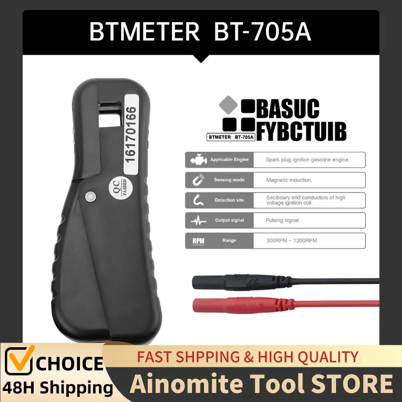 

Digital Gasoline Inductive Tachometer, RPM Signal Pick Up Lead Clamp Kit, Automotive Multimeter Accessory for Gas Engine
