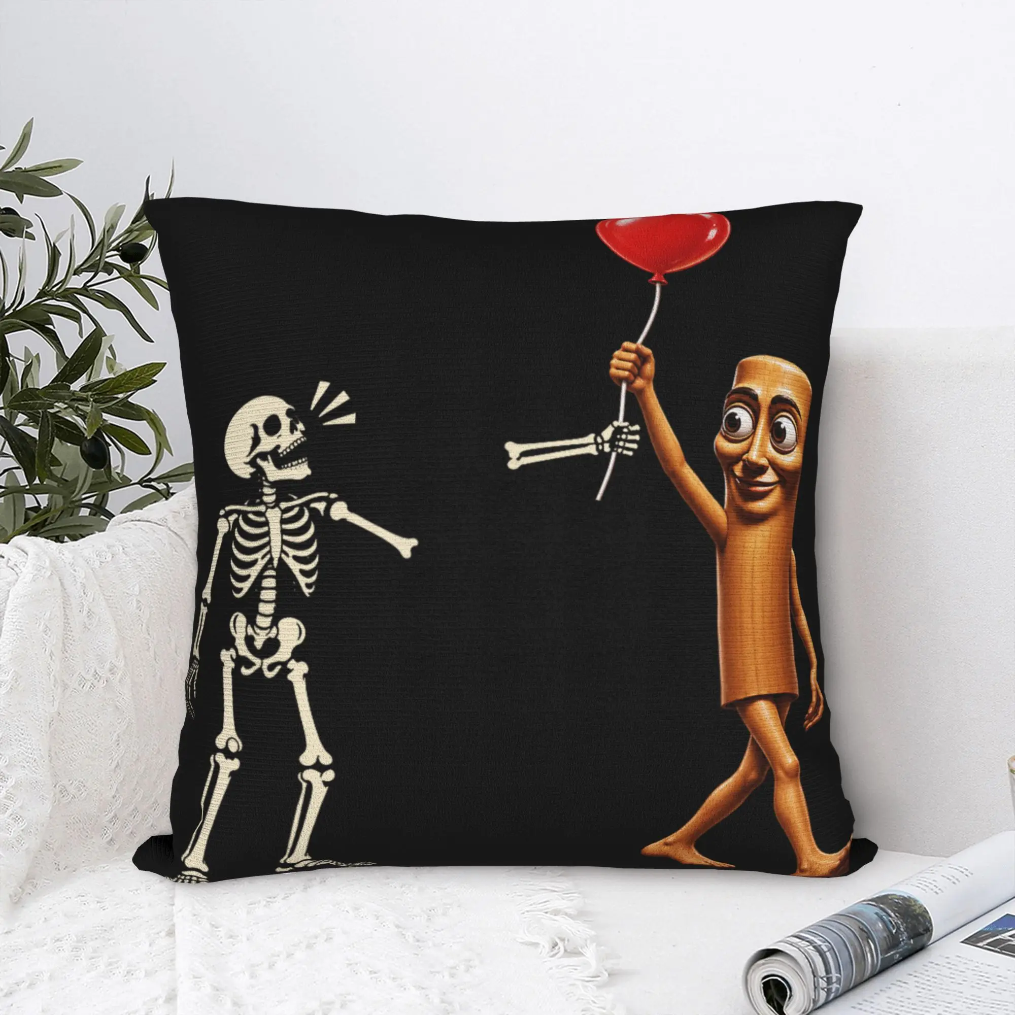 Tung Sahur Skeleton Balloon Dark Humor Creepy Halloween Pillow Cover  Morden Pillow Case For Office Car Home Decor Pillowcases