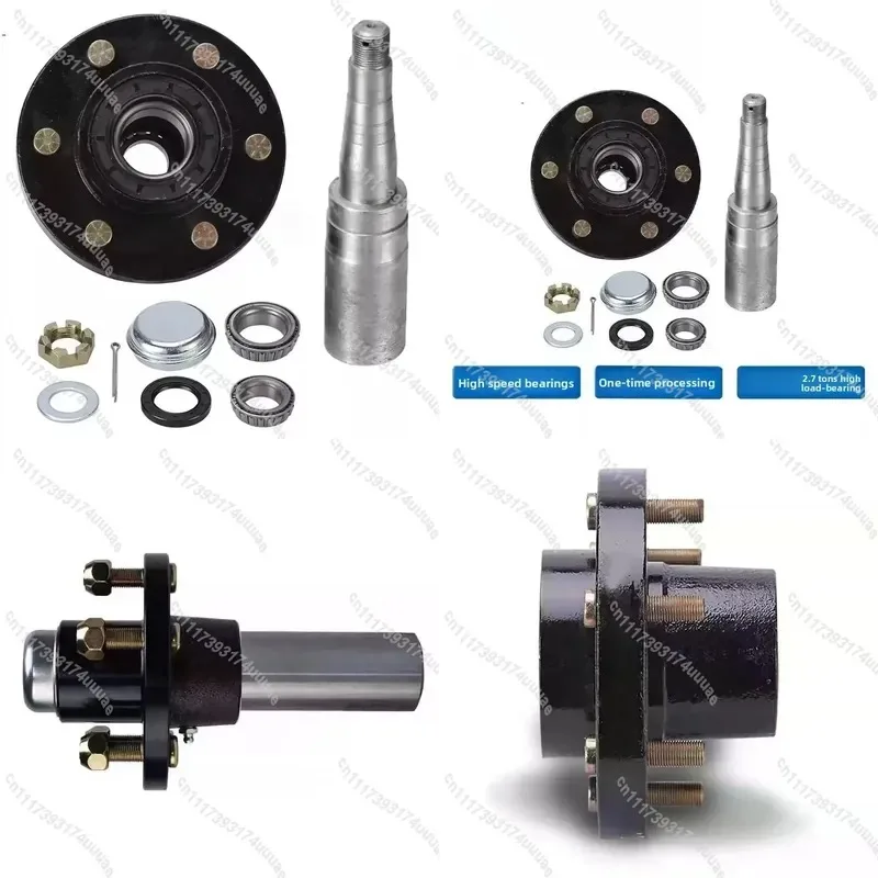 2.7 Ton 6 Hole 139.7mm Trailer Axle Head Short Half Shaft Wheel Hub Assembly High Quality Replacement Parts for RV Caravan