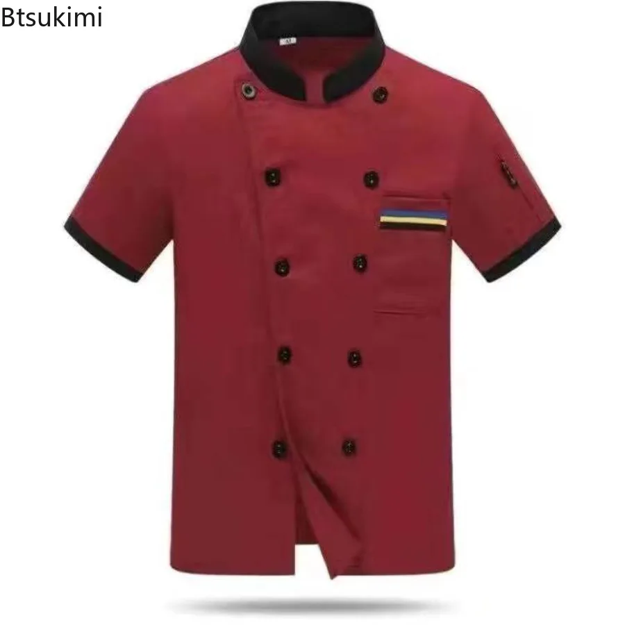 Kurtka kucharska 2025 Krótki rękaw Kurtka kucharska dla branży gastronomicznej Restauracja Szef kuchni Długi rękaw Płaszcz Odzież robocza hotelowa