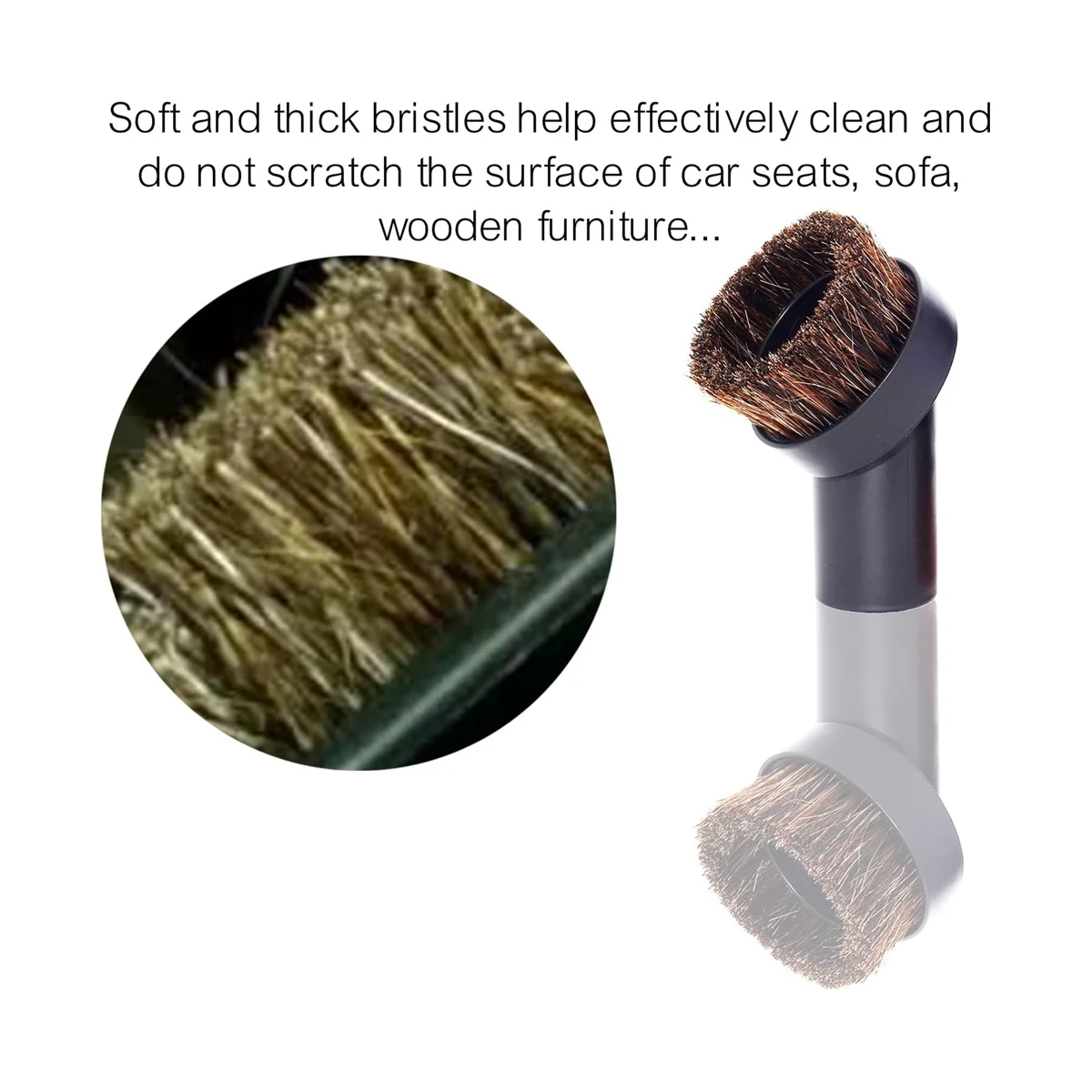 둥근 말털 진공 먼지 브러시 부착물은 1 1/4인치 또는 1 3/8인치 호스가 있는 대부분의 진공 청소기와 호환됩니다.