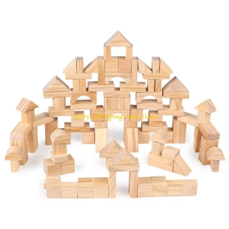 

23GD 100PCS Solid Stacking Blocks Creative Construction Building Toy For Toddler Preschool Early Learning Education Toy