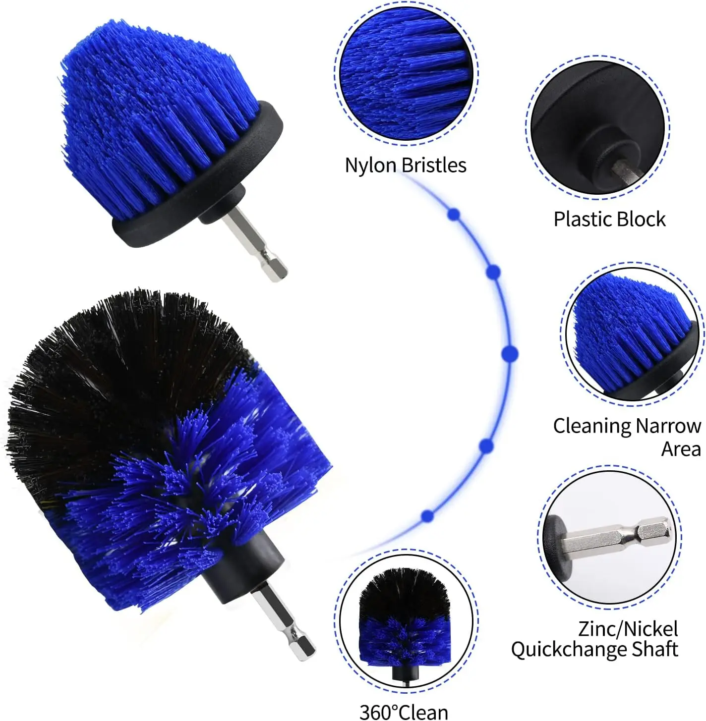 7-Piece Electric Drill Brush Set, All Purpose Power Drill Brush Extend Attachment,Brush Heads of Different Shapes Cleaning Tub