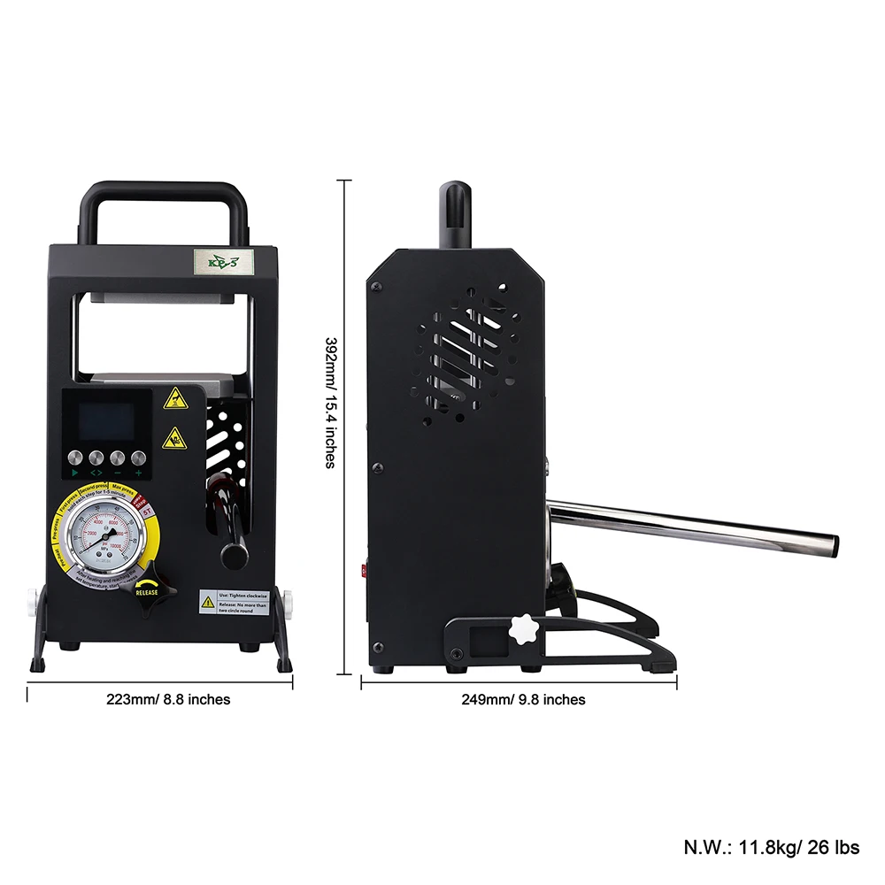 5T Rosin Press with Pressure Gauge Rosin Press Hot Press Embossing Machine