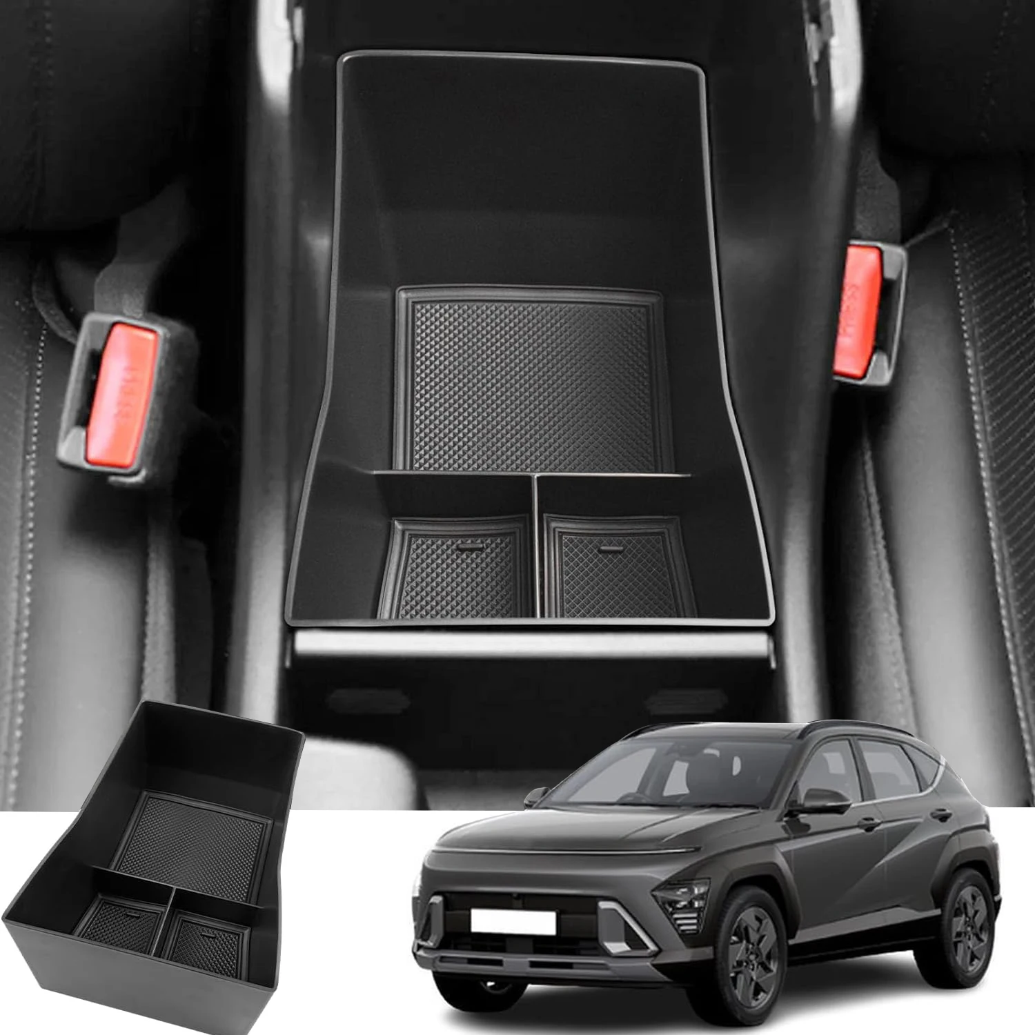 

Center Armrest Storage Tray Console Organizer For Hyundai Kona SEL N Line 2024 Car Armrest Box Storage Secondary Accessories