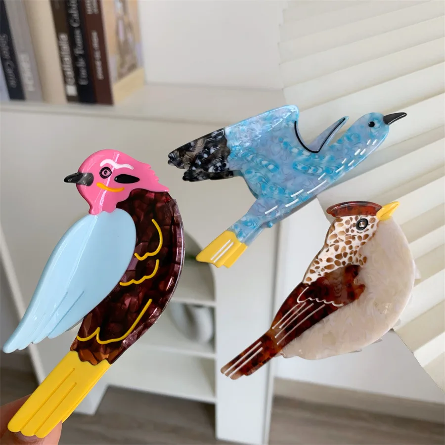 

Cartoon Sweet Acetate Animals Hair Clips Cute Bird Parrot Creative Wild Goose Hair Claw Woodpecker Hair Accessories For Women