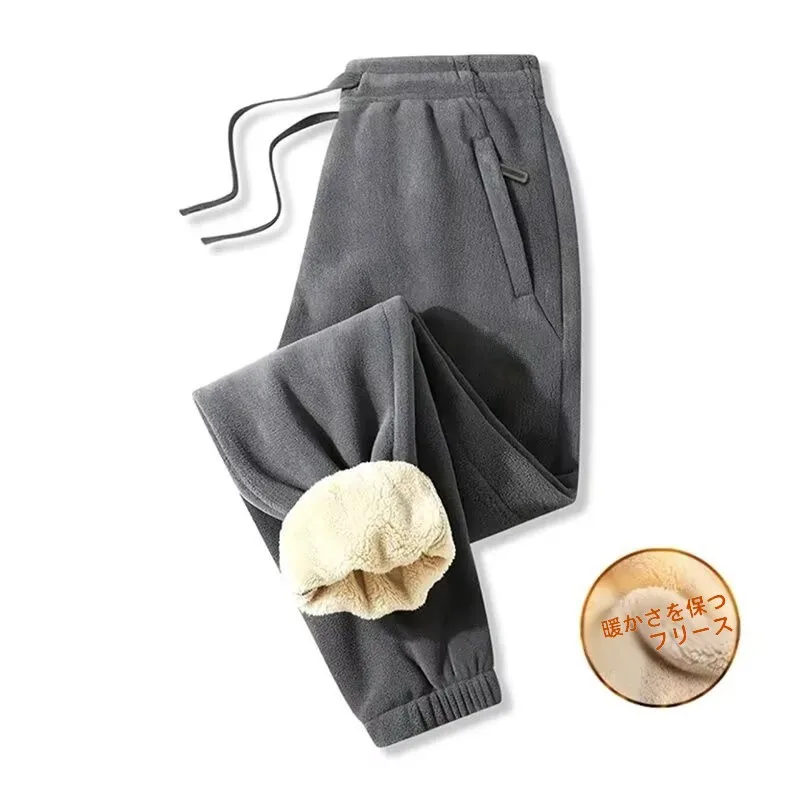Thickened Fleece Women's Casual Pants Autumn Winter Warm All-Match Lamb Velvet Cuffed Long Trousers Korean Style Harlan Pants
