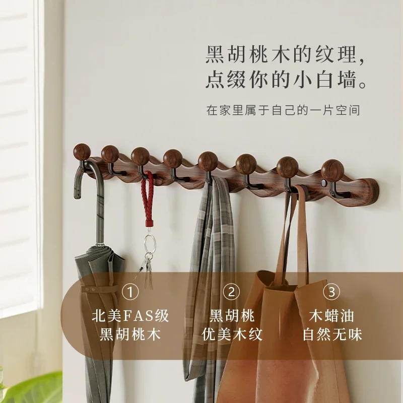 4/6/8 Hooks Clothes Hanger Stand Solid Wood No Drilling Installation Required Coat Rack Wall Mounted Clothes Hangers Adults