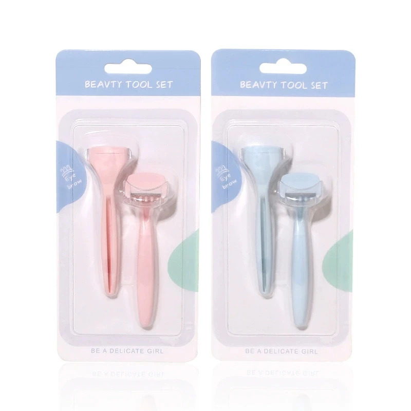 2PCS 휴대용 미니 눈썹 면도기 스테인레스 스틸 제 모기 무작위 컬러 눈썹 제모 메이크업 도구 눈썹 면도기