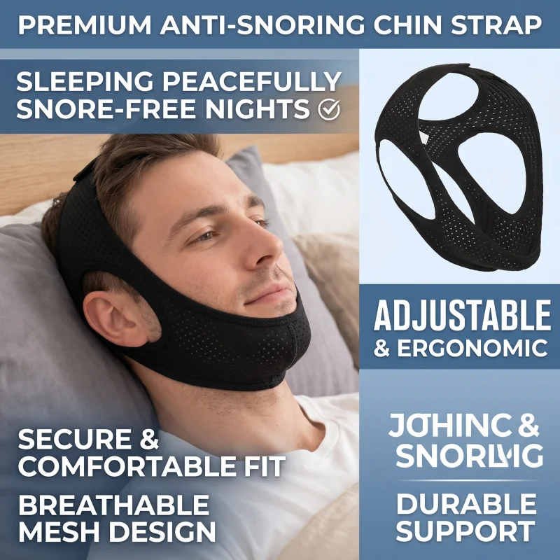 Anti Apnea Solution Sleep Device for Man and Women Adjustable Chin Strap Anti Snoring Belt Stop Snore Device for Better Sleep