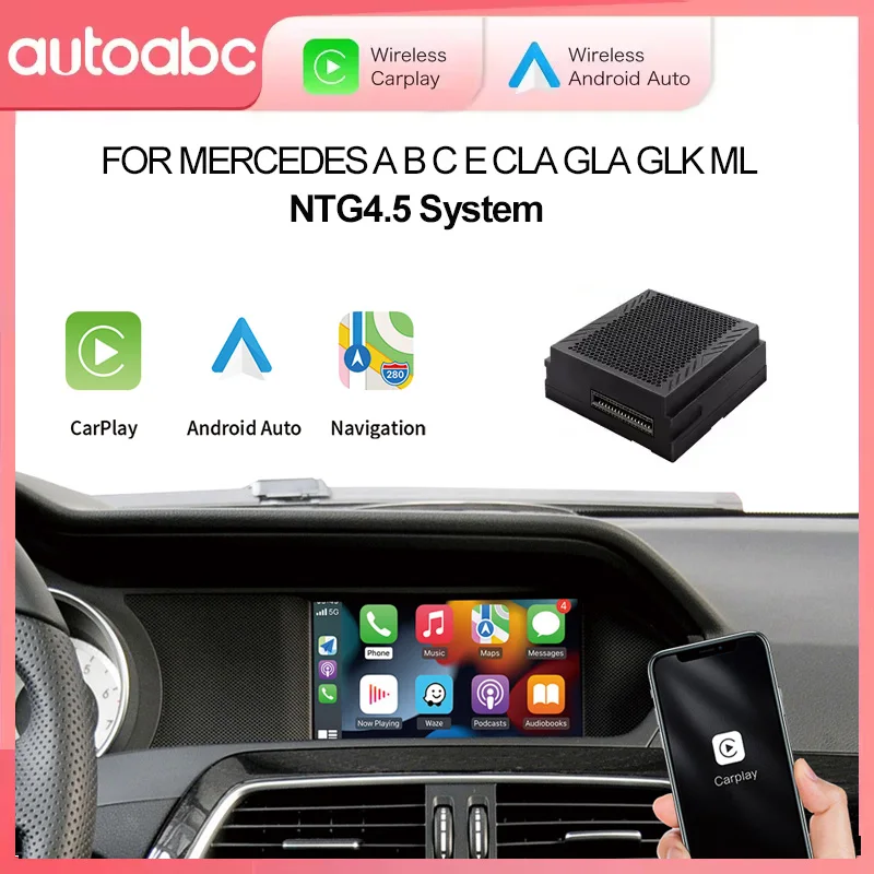 메르세데스 벤츠 A B C E CLA GLA GLK ML 스프린터 NTG4.5 베커 모듈 안드로이드 오토 내비게이션용 무선 카플레이